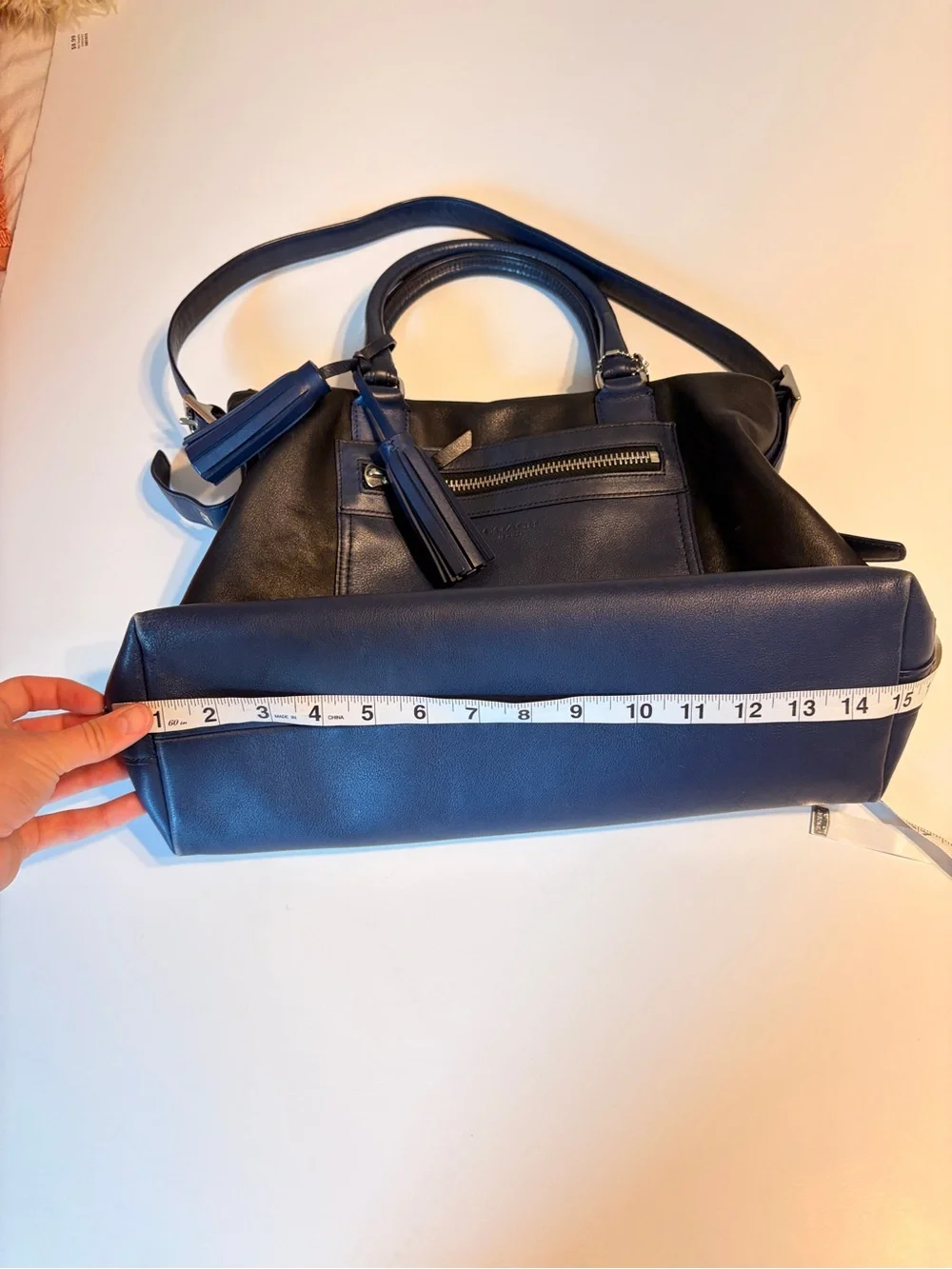 Coach Two-Tone Black and‎ Navy Leather Shoulder Bag